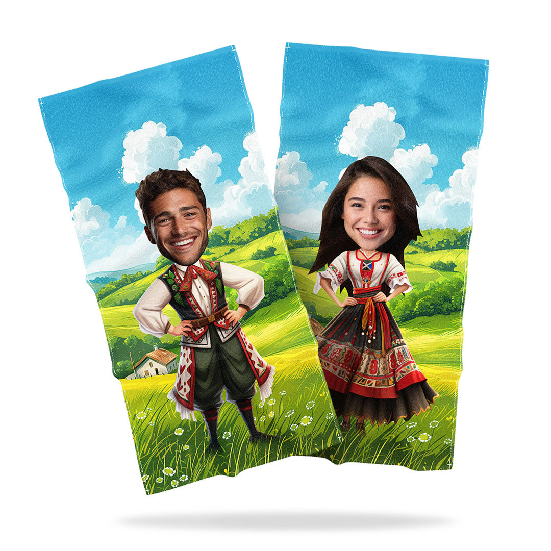 Personalizovaný Ručník s Obličejem "Bulharský Kroje"