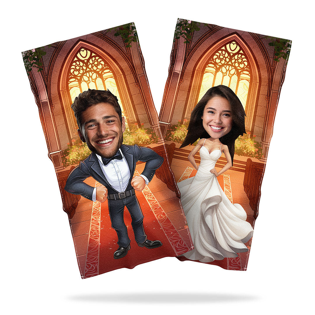 Personalizovaný Ručník s Obličejem "Mladý" a "Nevěsta"