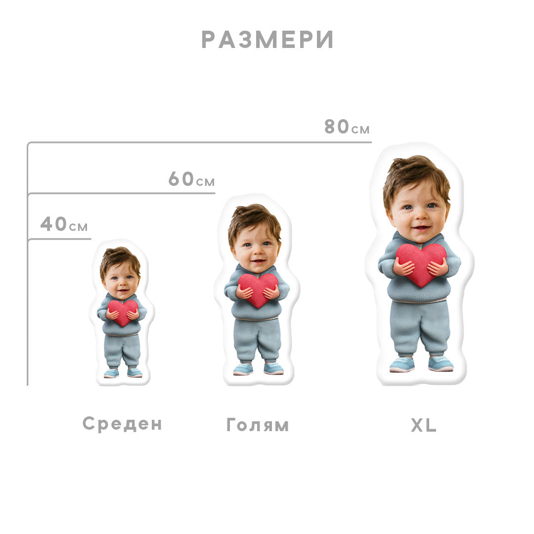 Персонализирана Възглавничка с Лице "Малкото голямо сърце"