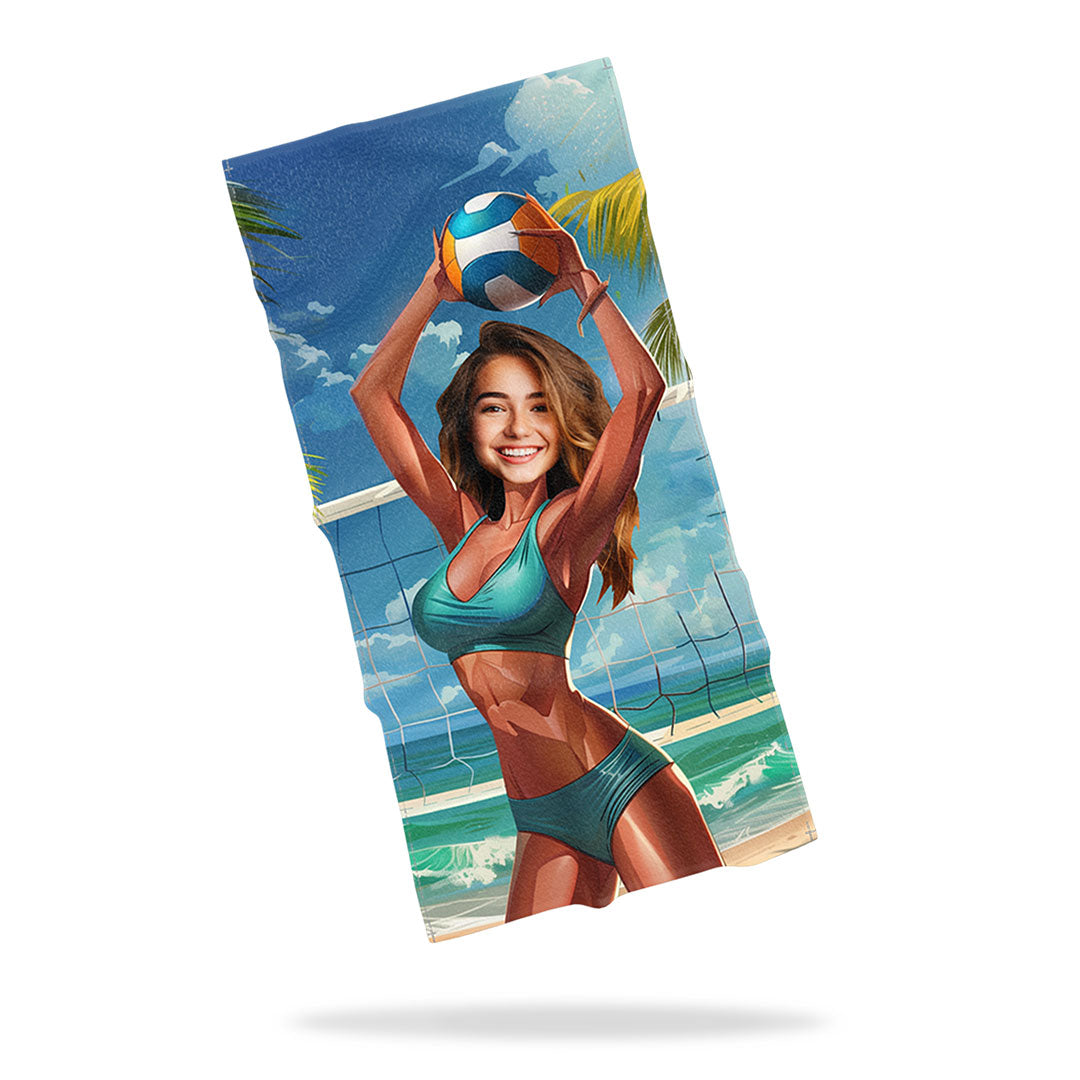 Personalizovaný Ručník s Obličejem "Volejbalistka"