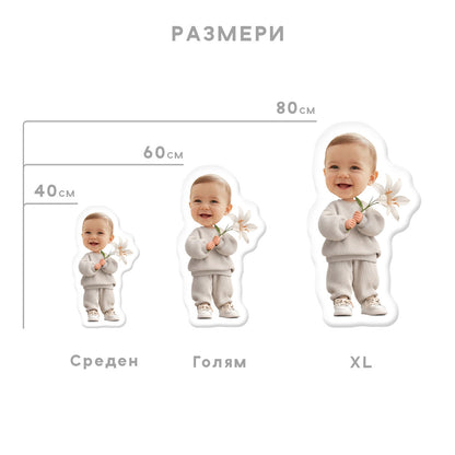 Персонализирана Възглавничка с Лице "Момиченце-Кокичнеце"