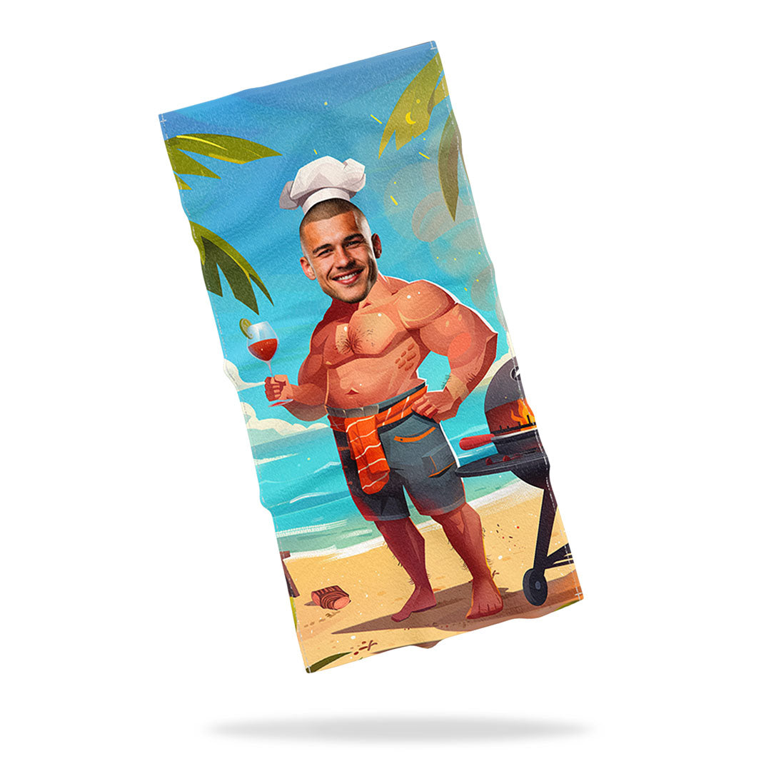 Personalized Face Towel 'Grill Master'