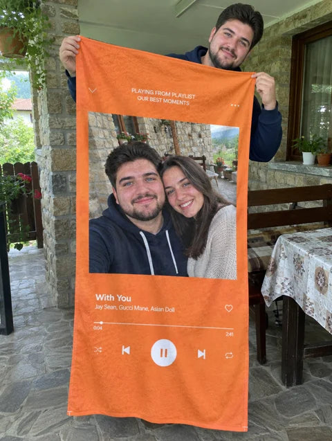 Exemplu de personalizare: Prosop personalizat cu melodia ta preferată — 4