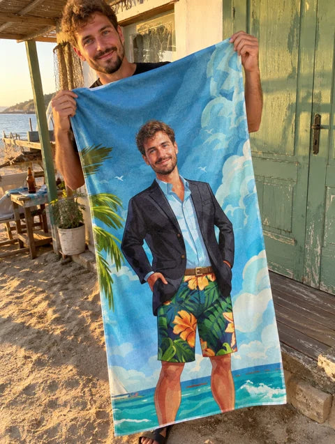 Примерна персонализация: Personalized Towel with Face 'Businessman on Vacation' — 5